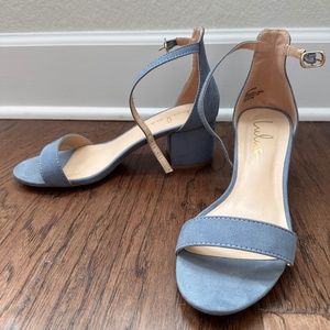 HARPER BLUE SUEDE ANKLE STRAP HEELS LULUS
